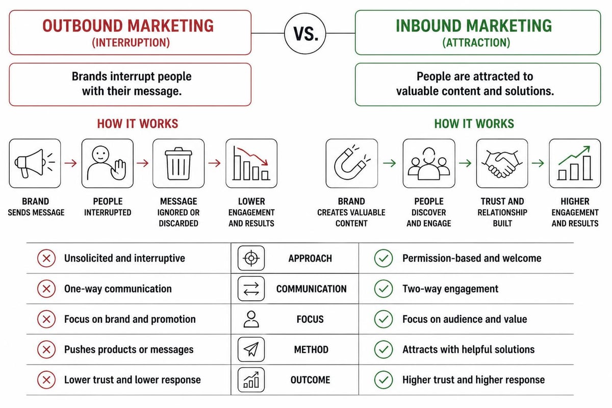 Inbound vs outbound marketing comparison
