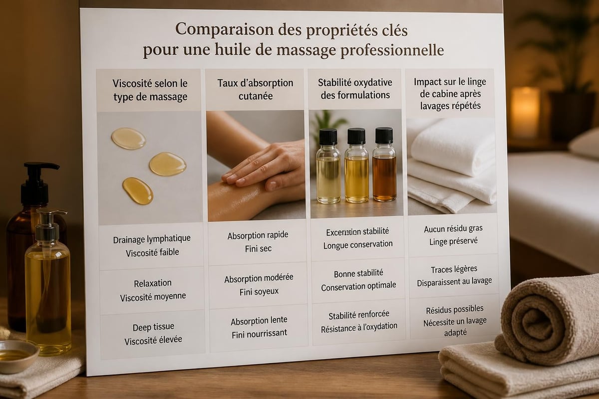 Propriétés techniques des huiles de massage