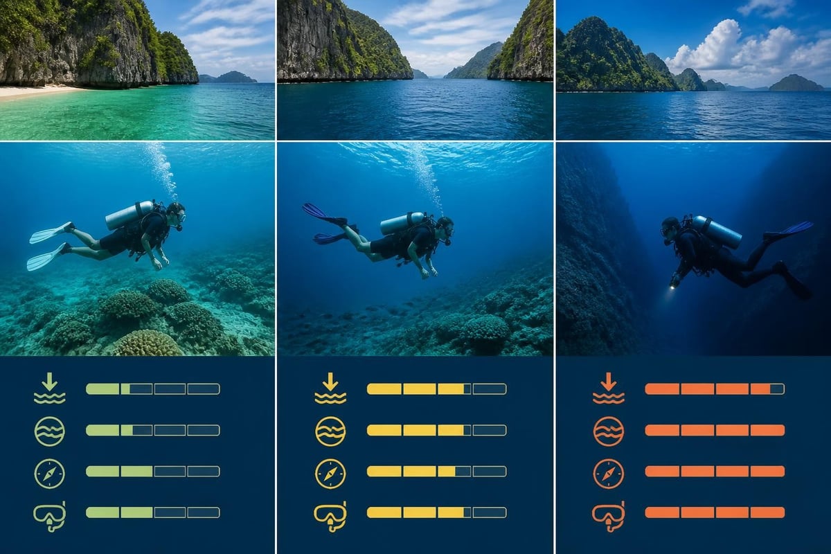 Dive site difficulty levels