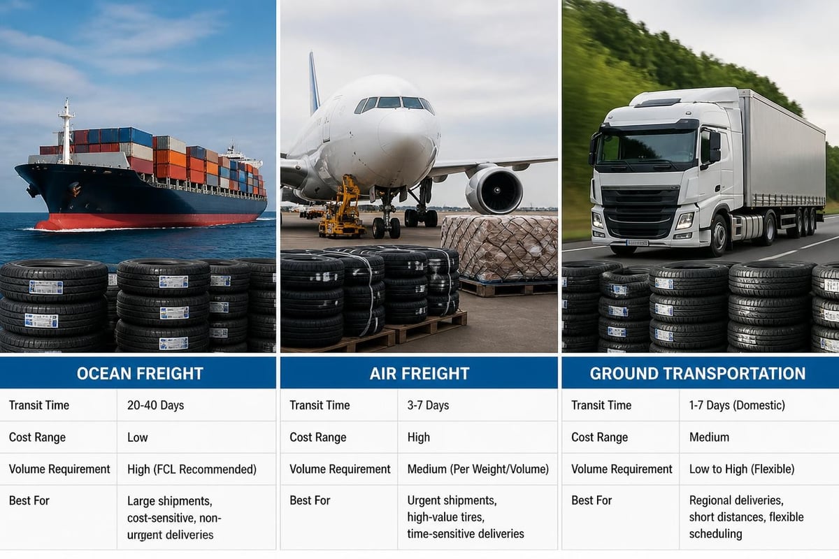 Tire freight mode comparison
