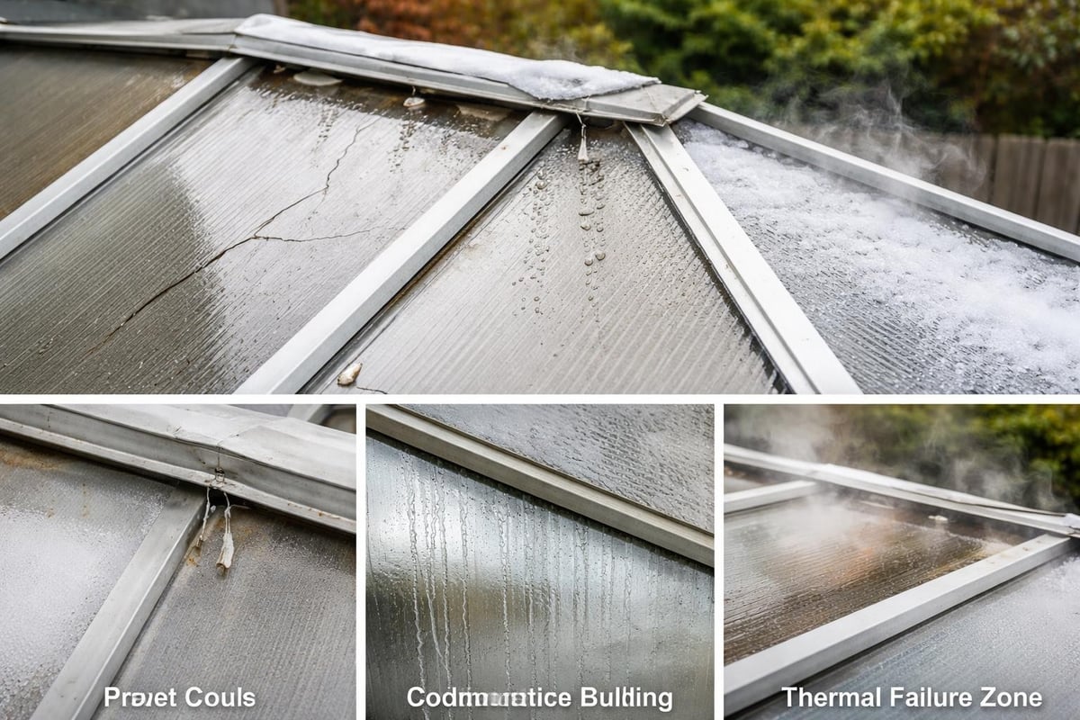 Conservatory roof damage indicators