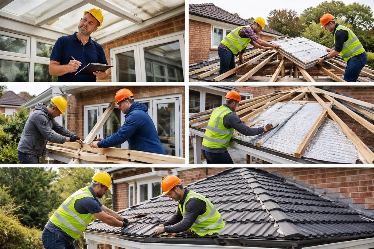 Conservatory roof installation sequence
