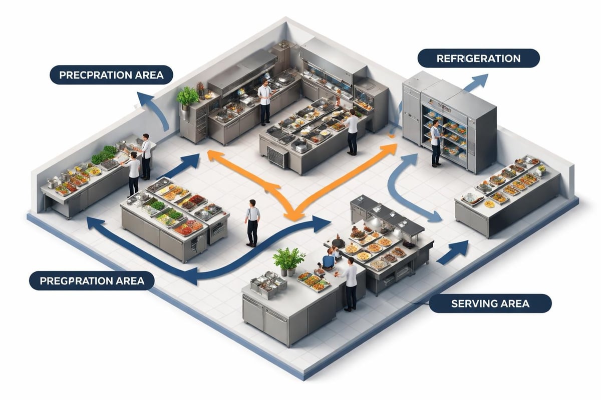 Patio kitchen workflow zones