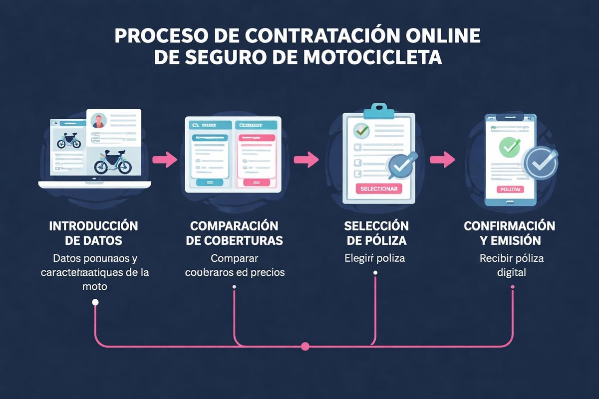 Seguro de mi moto: guía completa para asegurarla en 2026 4 Proceso de contratación de seguro de moto