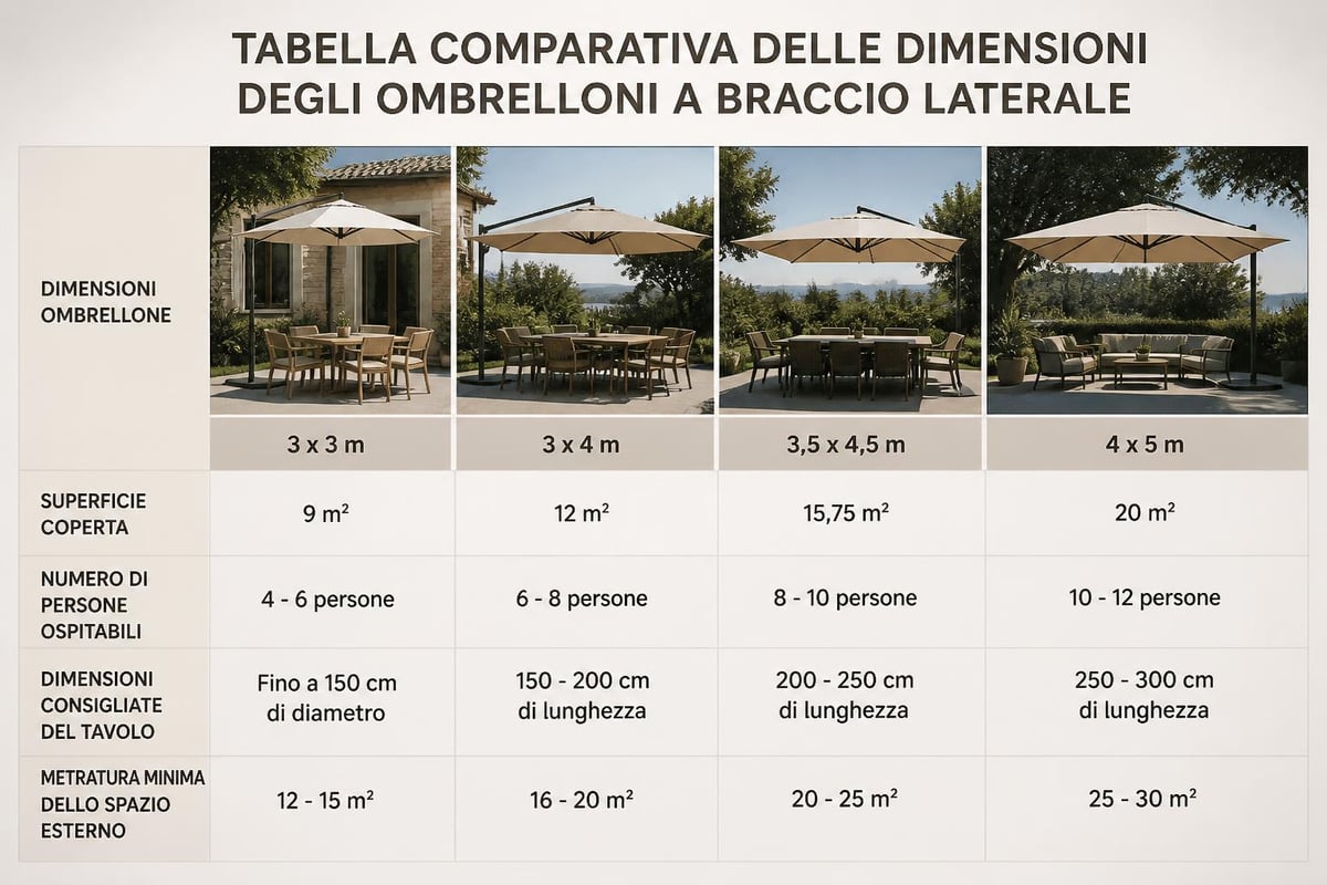 Guida dimensioni ombrelloni