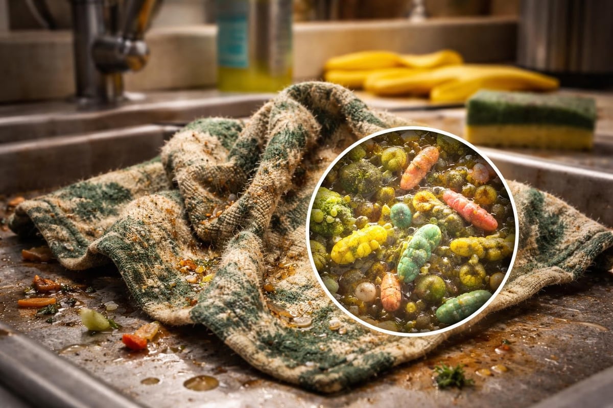 Bacterial contamination cycle in kitchen dish cloths