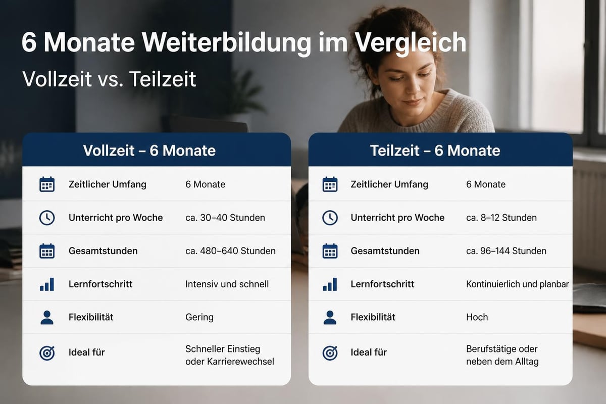Vergleich Vollzeit und berufsbegleitende Ausbildung