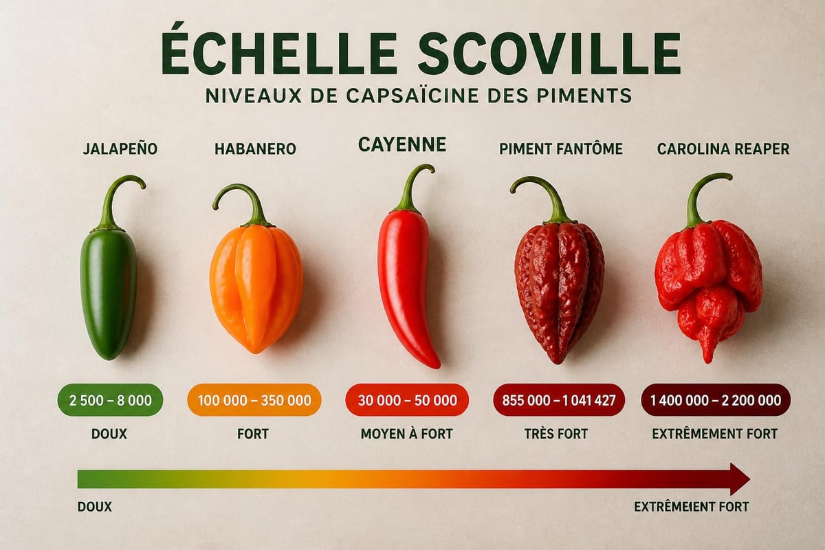 Échelle de piquant du poivre cayenne