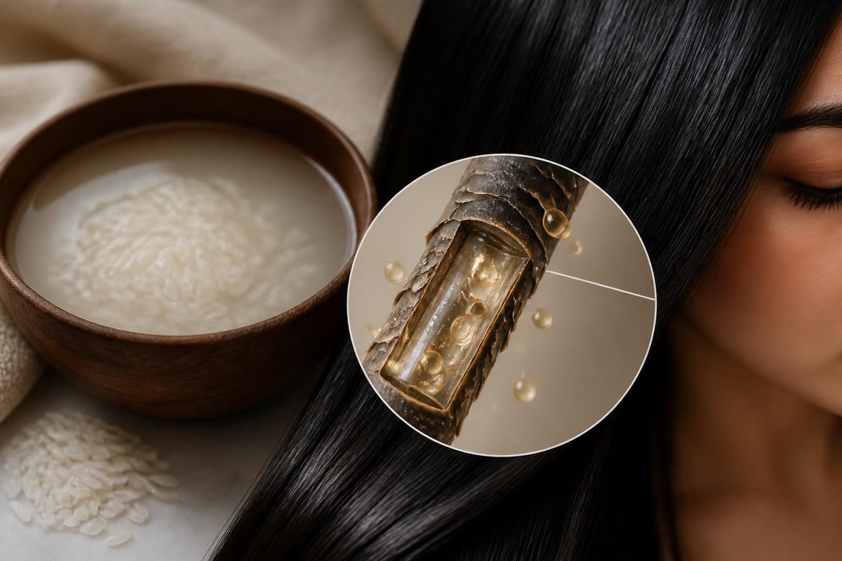 Rice water nutrients and hair structure