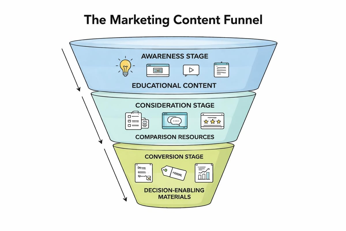 Marketing content funnel stages