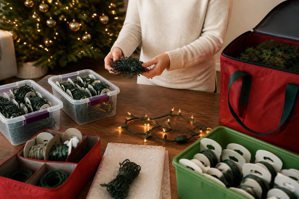Christmas light storage organization