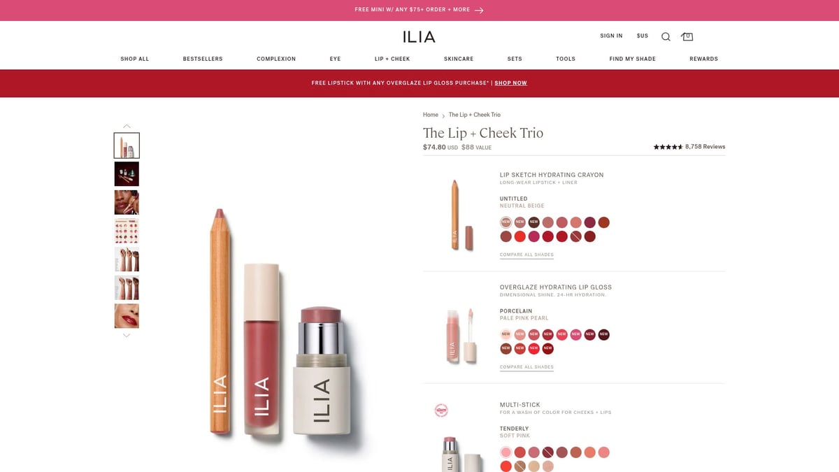 Top 8 Best Makeup Set Picks for Glowing Looks in 2026 - ILIA The Lip + Cheek Trio