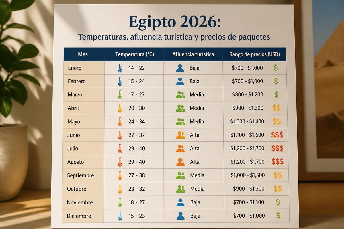Calendario de temporadas de viaje a Egipto