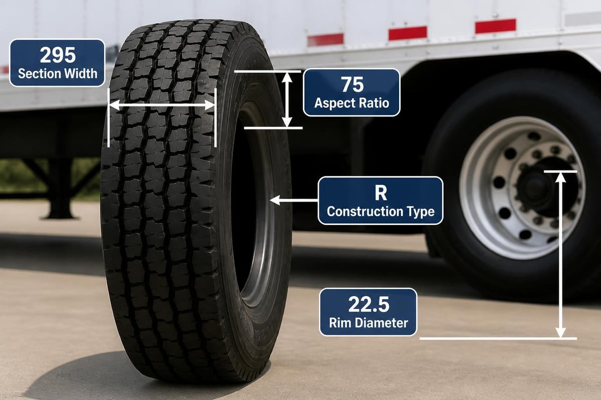 295 75R22.5 Drive Tires: Complete Specifications Guide 2 Tire size designation breakdown