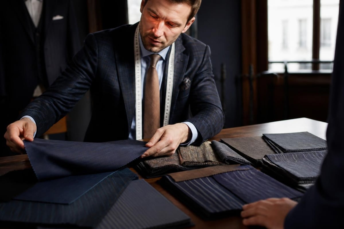 Bespoke suit fabric selection