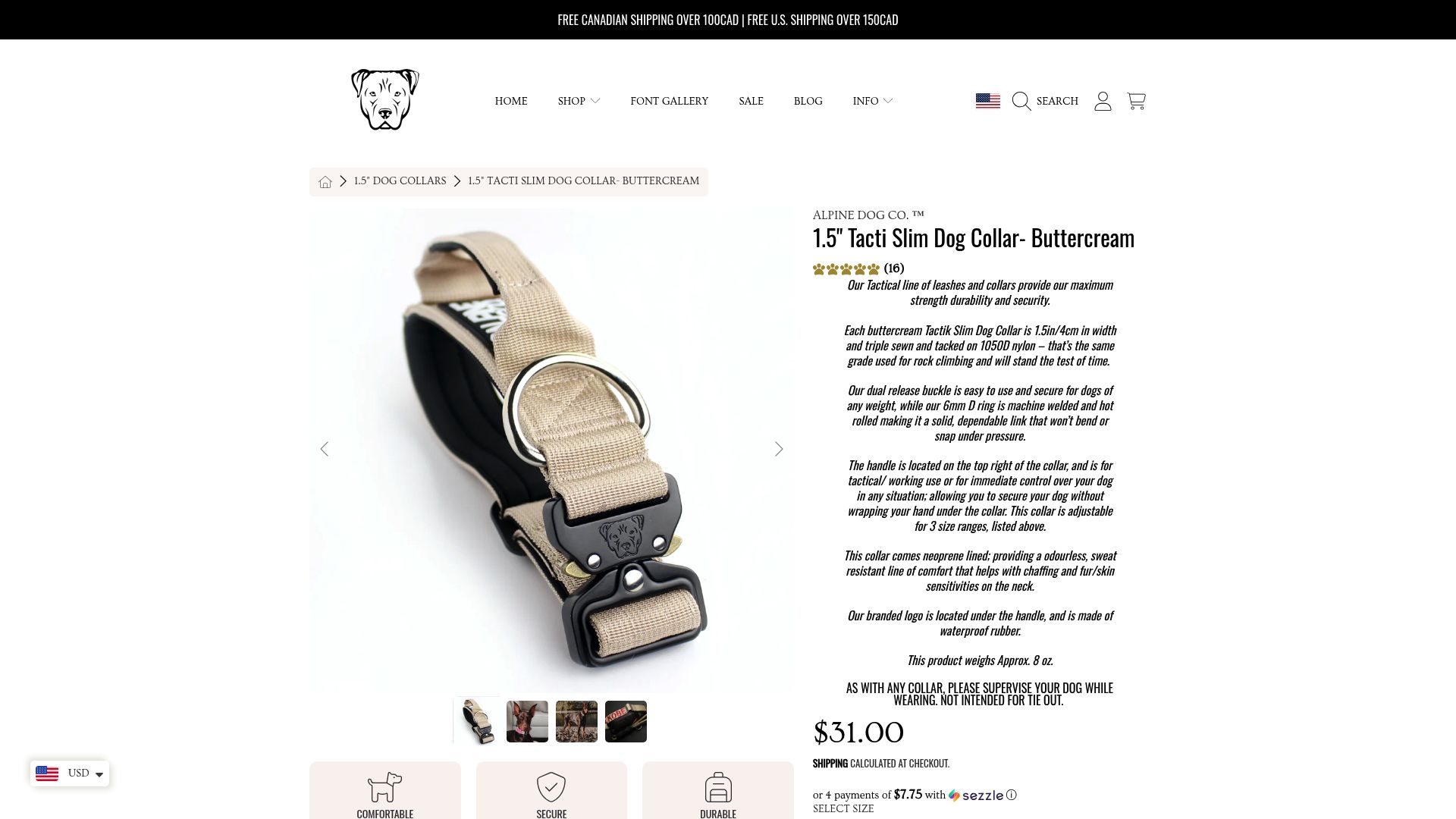 7 Best Dog Collars for French Bulldogs in 2025 - 1.5-Inch Tacti Luxe Butter Cream Dog Collar