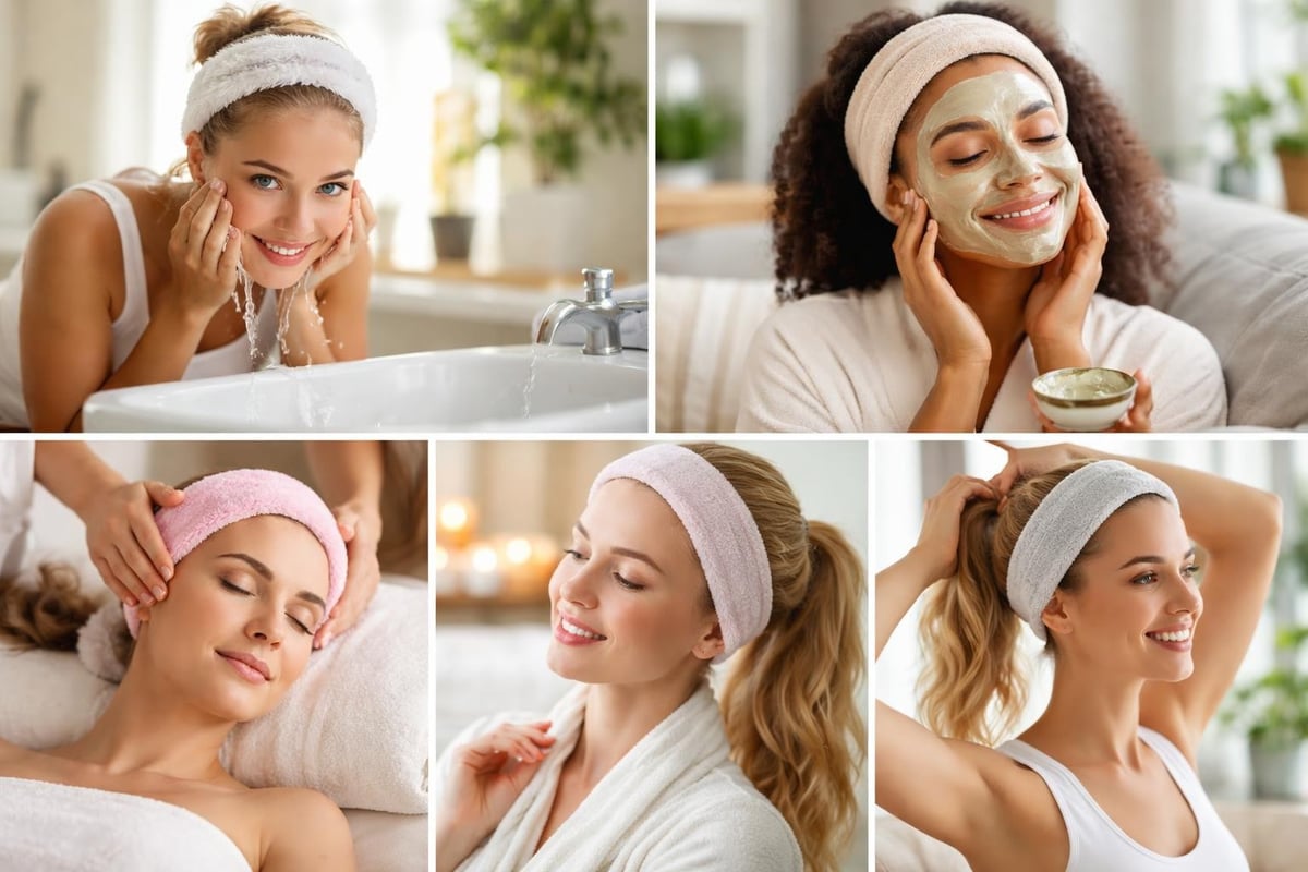 Makeup headband beauty routine spa uses salon quality