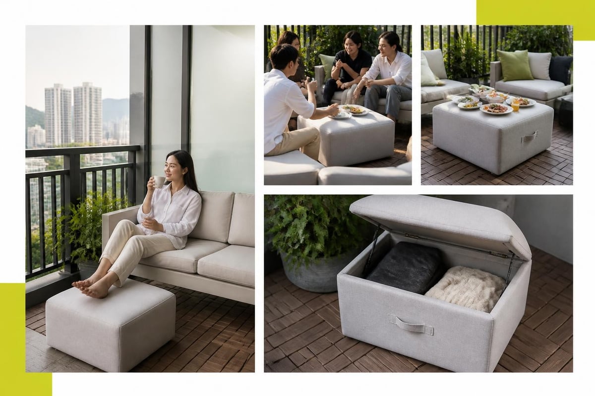 Outdoor ottoman versatility in Hong Kong