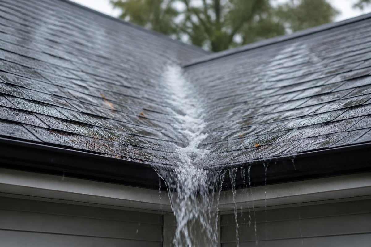 Valley roof water flow diagram