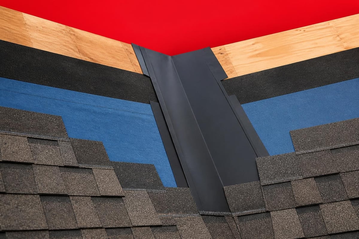 Valley roof layers