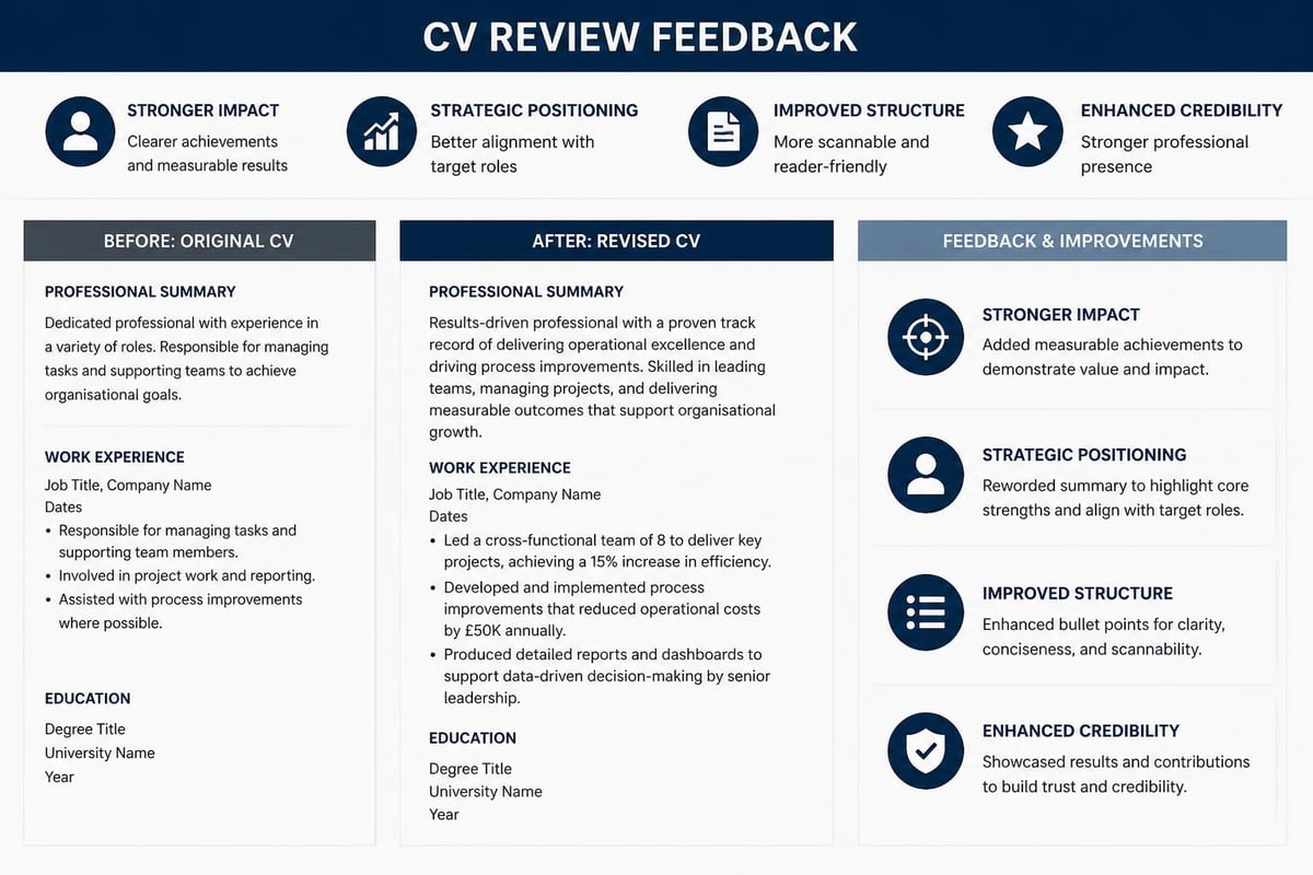 Professional CV feedback structure