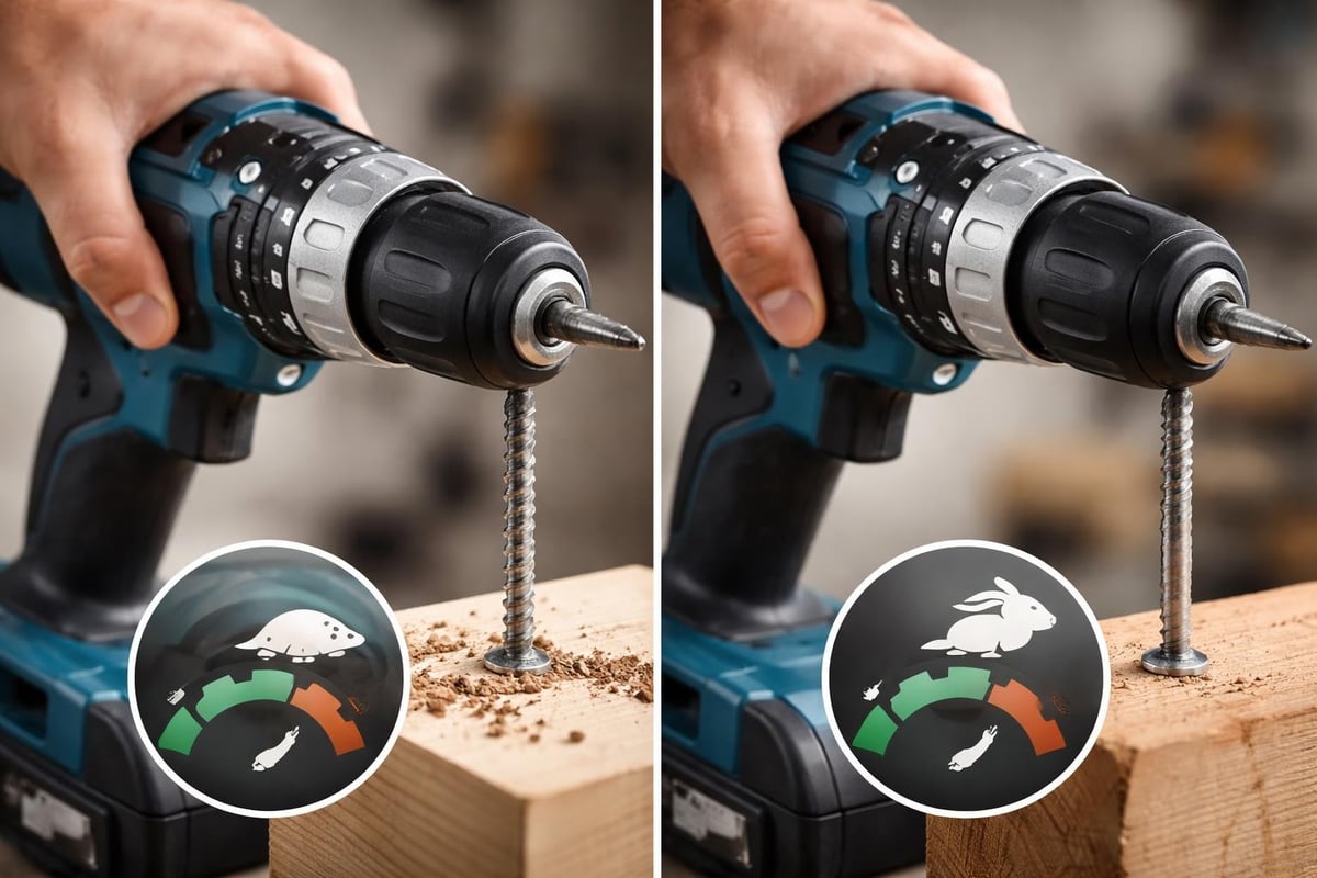 Accuboormachine snelheidsregeling en koppel