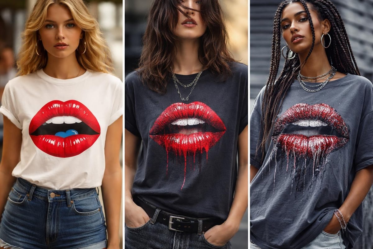Evolution of lips designs on graphic tees