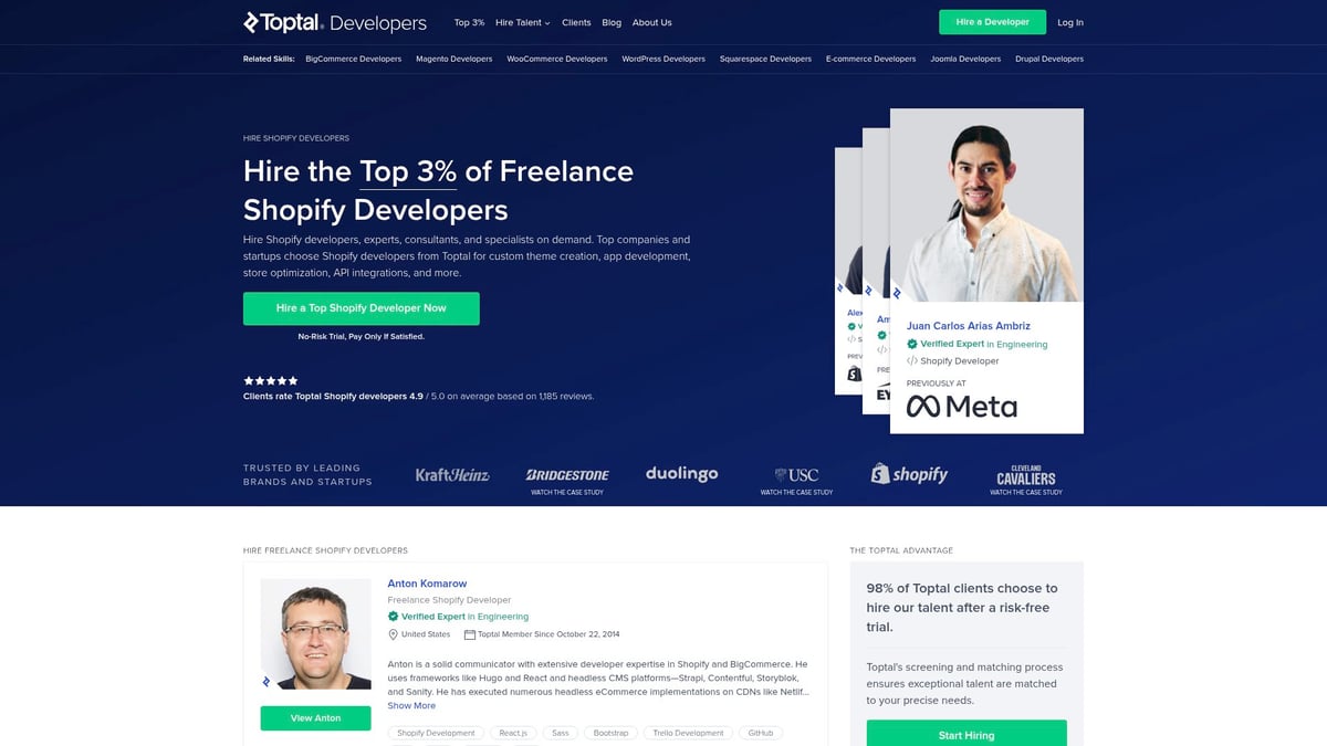 7 Meilleures Shopify Development Company à Découvrir en 2026 - Toptal Shopify Developers