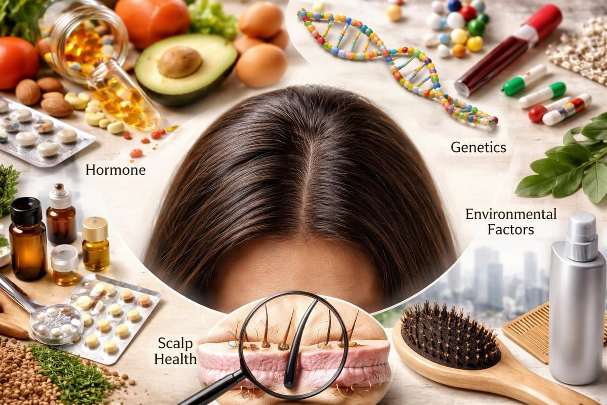 Hair growth cycle and thickness factors