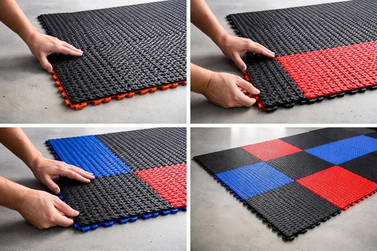 Garage tile installation sequence