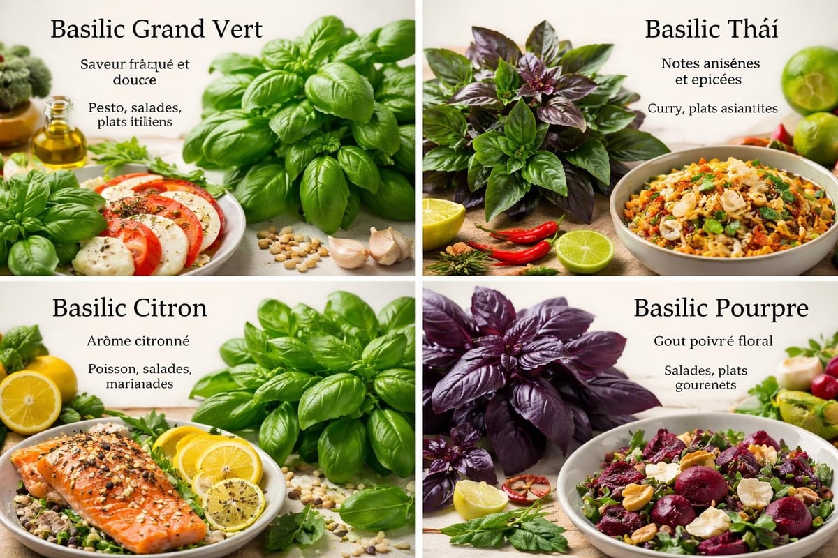 Basilic frais et séché