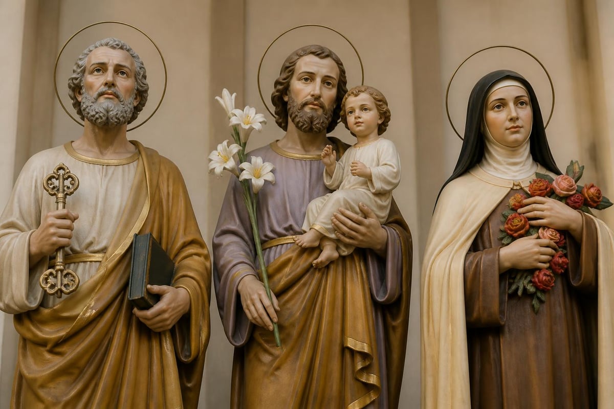 Saint statue iconography symbols