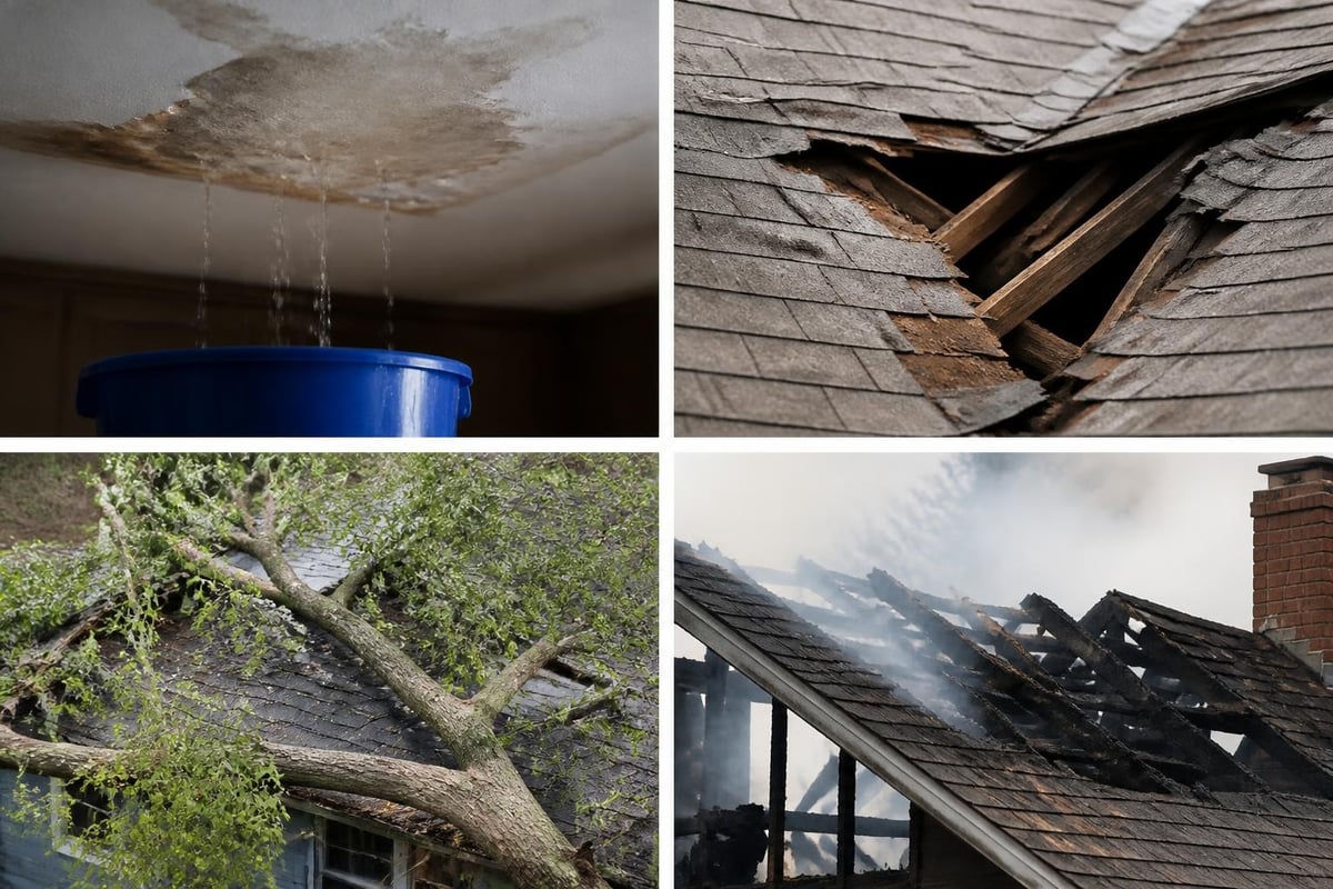 Types of roof emergencies requiring immediate professional response