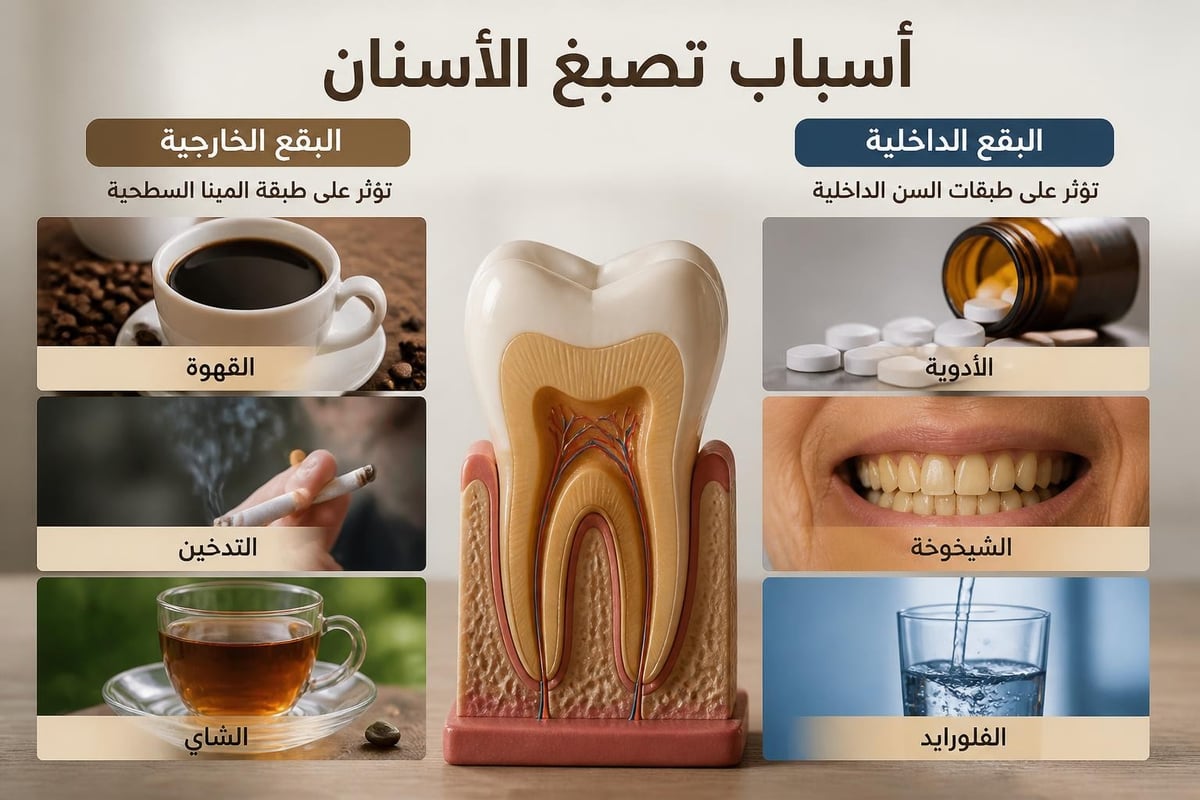 عوامل تغير لون الأسنان