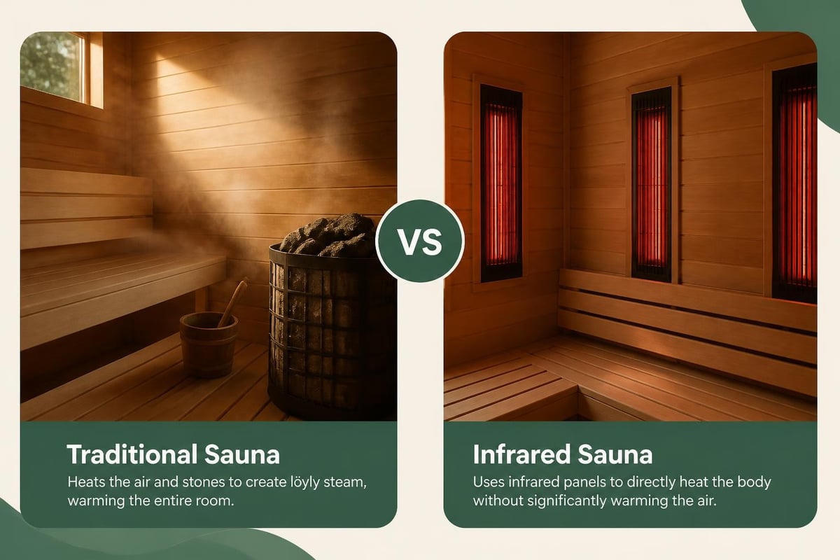 Traditional versus infrared sauna heat distribution