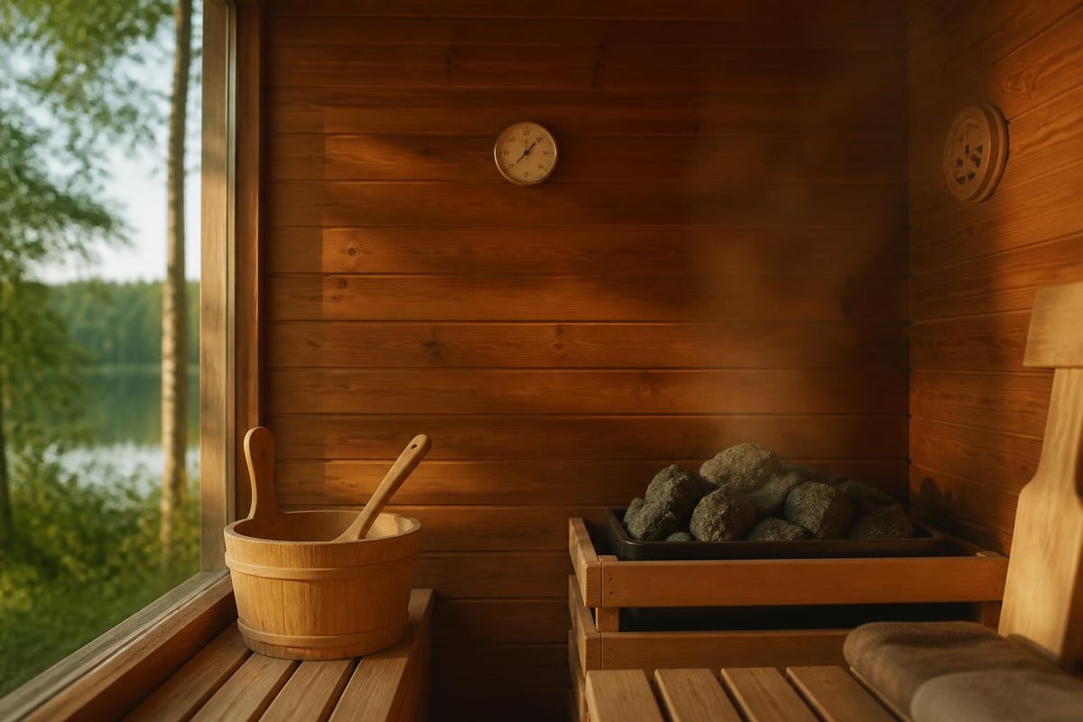 Traditional sauna session preparation and use
