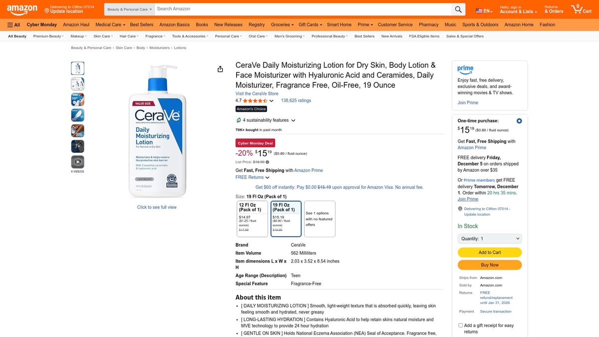 Top 8 Body Skin Care Products to Try in 2026 - CeraVe Daily Moisturizing Lotion for Dry Skin