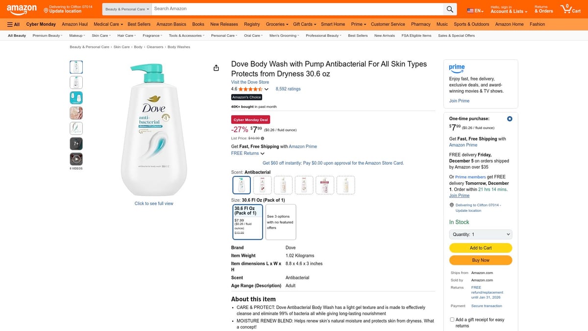 Top 8 Body Skin Care Products to Try in 2026 - Dove Body Wash with Pump Antibacterial