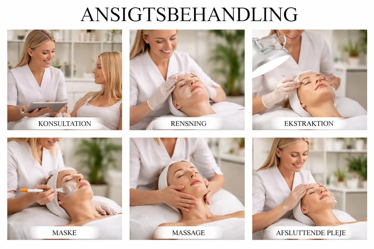Trin i professionel ansigtsbehandling