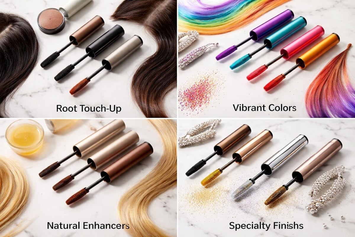 Hair mascara product types comparison temporary color coverage The Pixie Garden