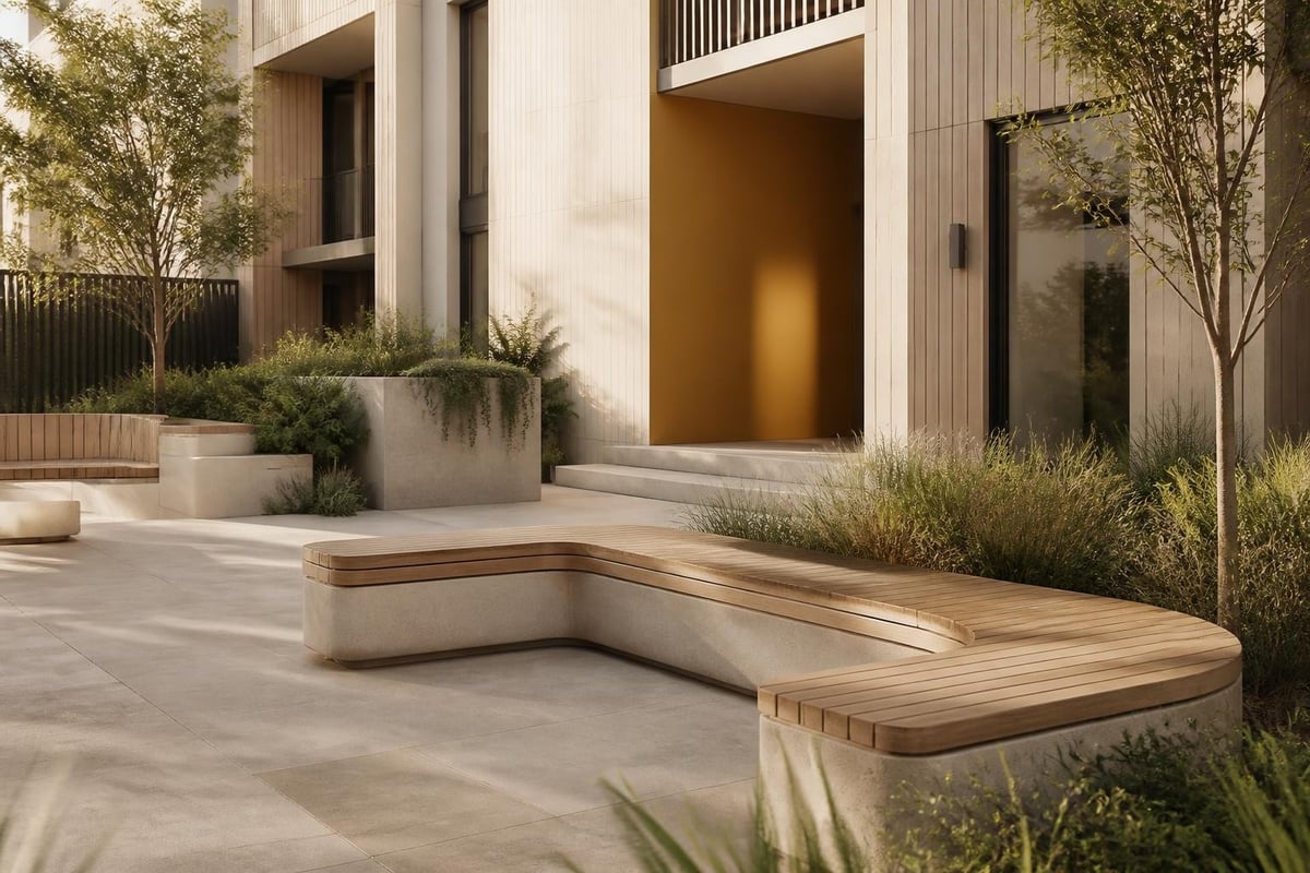 Multi-unit housing bench seating