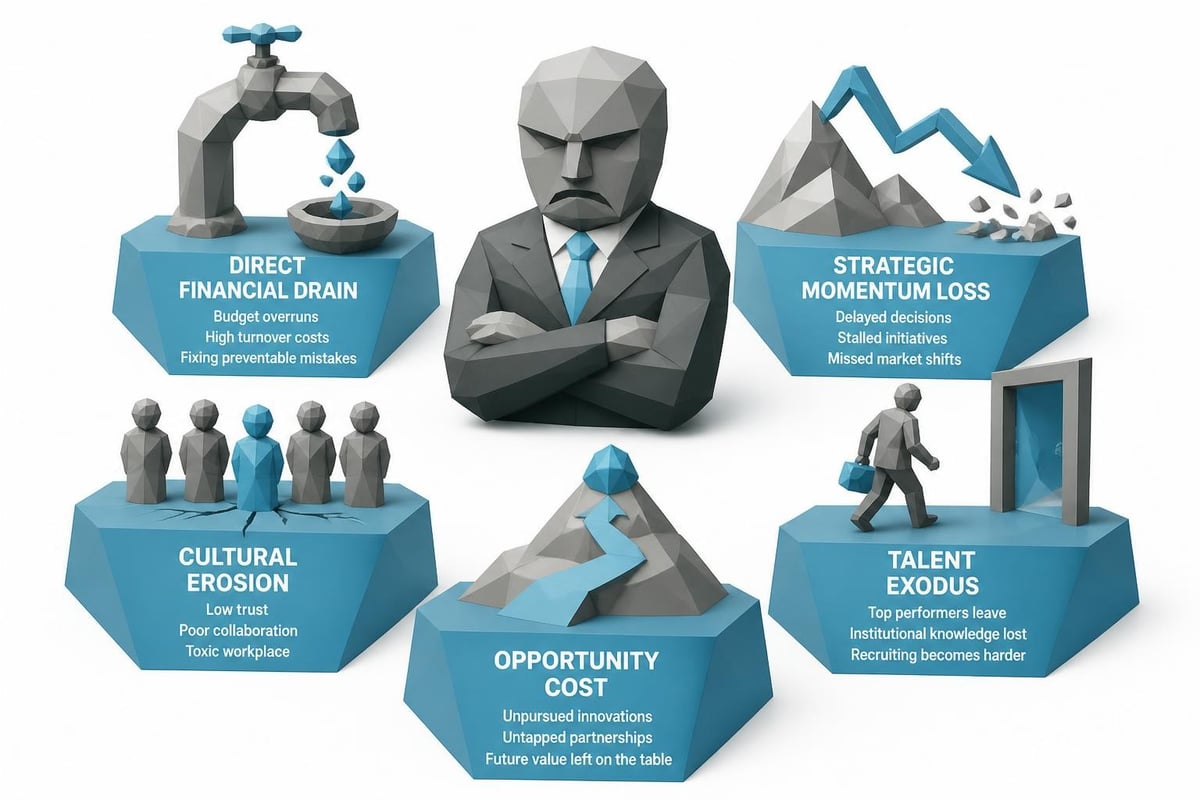 Financial impact breakdown of toxic executives