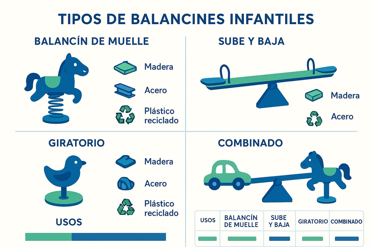 Tipos de balancines infantiles: Modelos, materiales y usos