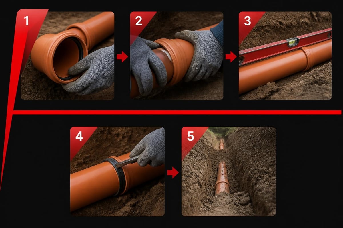 Drainage pipe connection sequence