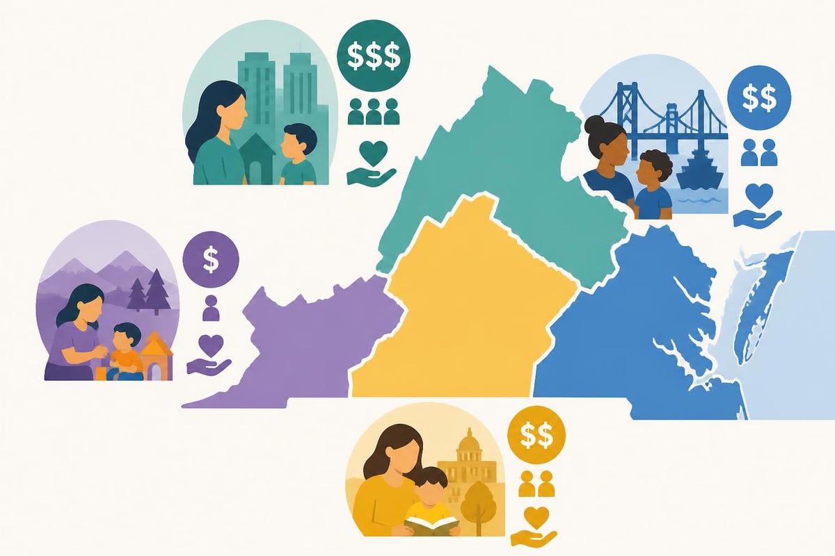 Virginia childcare regional map