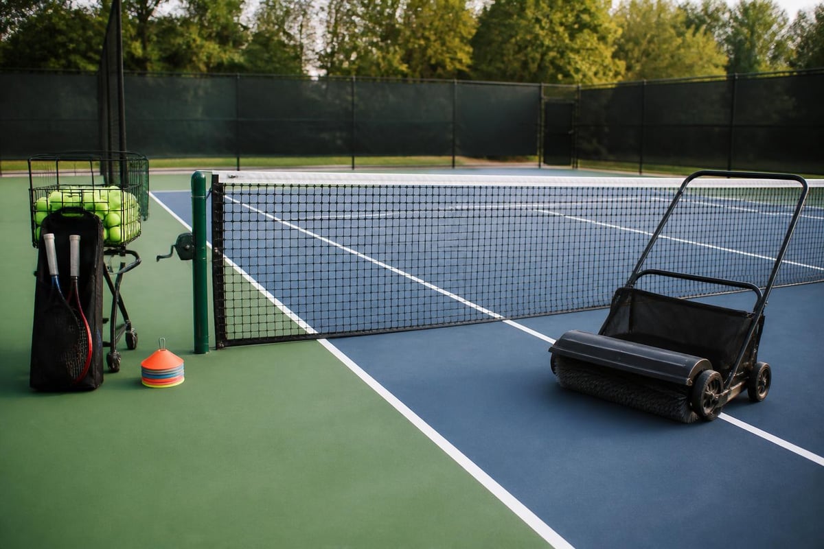 Tennis court setup components