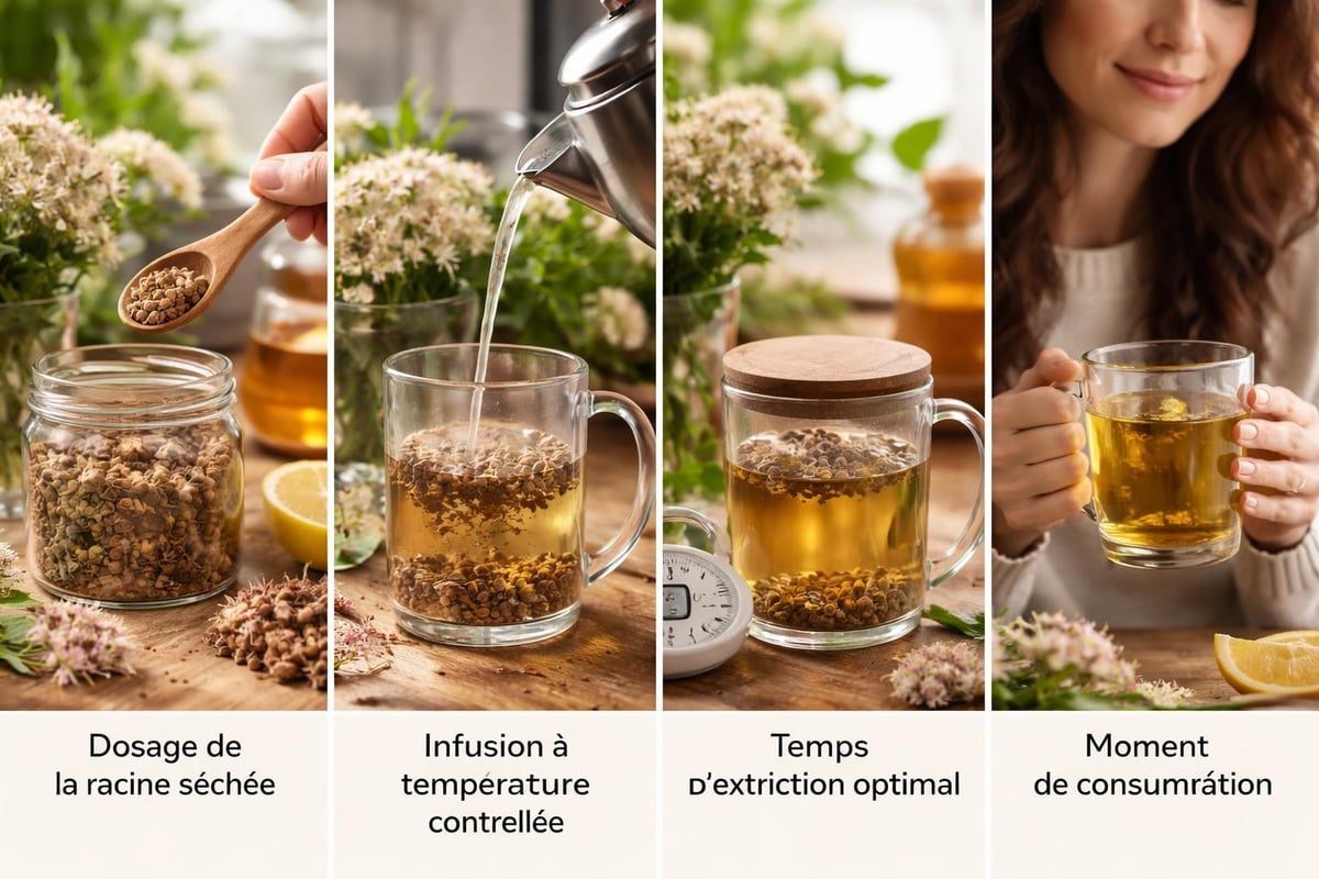 Préparation d'une tisane de valériane
