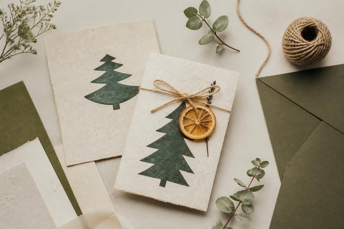 Eco-friendly Christmas card design elements