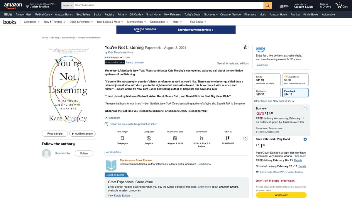 Top 9 Books on Relationships to Read in 2026 - You’re Not Listening: What You’re Missing and Why It Matters by Kate Murphy