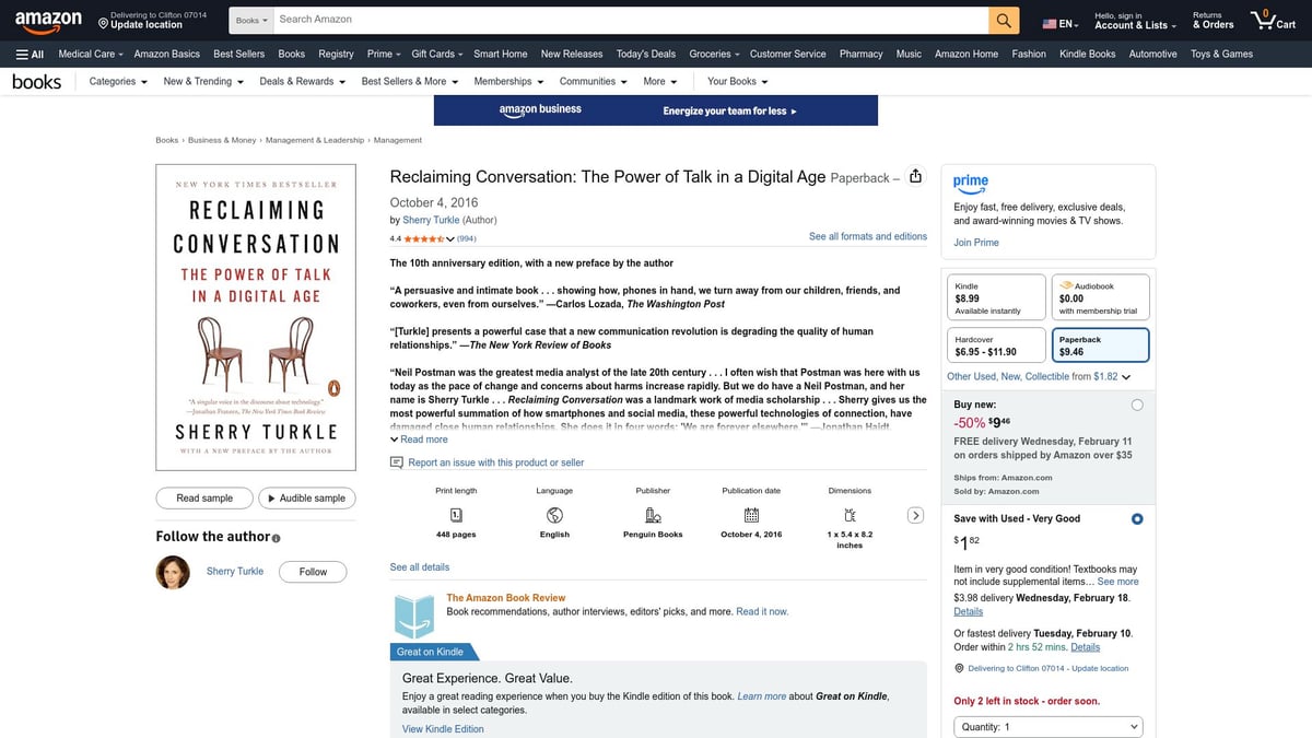 Top 9 Books on Relationships to Read in 2026 - Reclaiming Conversation: The Power of Talk in a Digital Age by Sherry Turkle